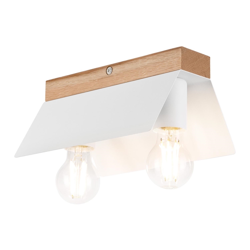 Plafondlamp ESME 2xE27/15W/230V wit/eiken