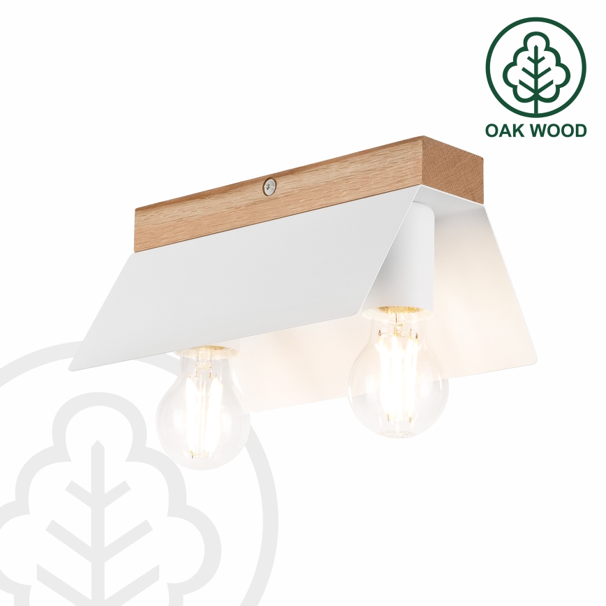 Plafondlamp ESME 2xE27/15W/230V wit/eiken