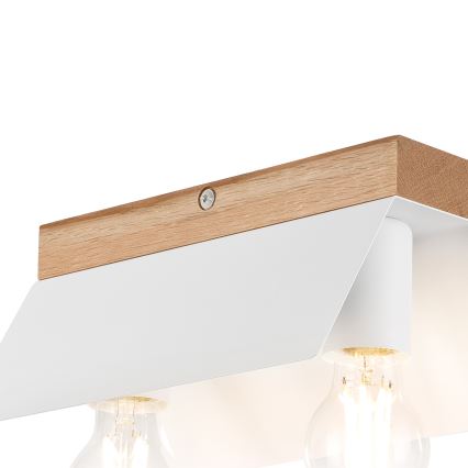 Plafondlamp ESME 2xE27/15W/230V wit/eiken