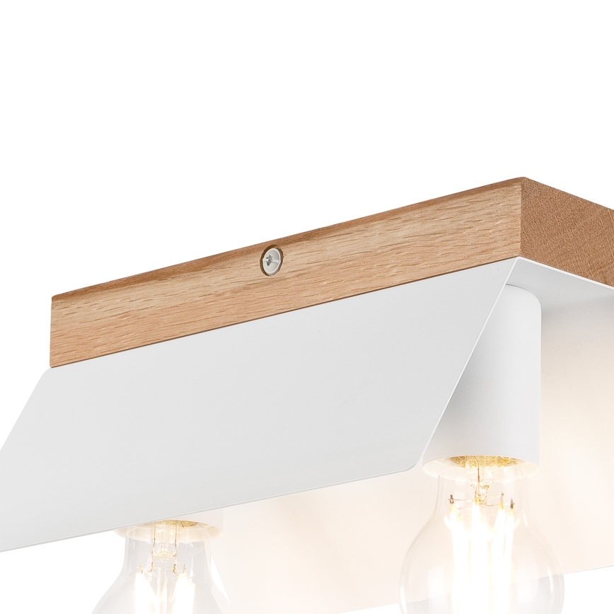 Plafondlamp ESME 2xE27/15W/230V wit/eiken