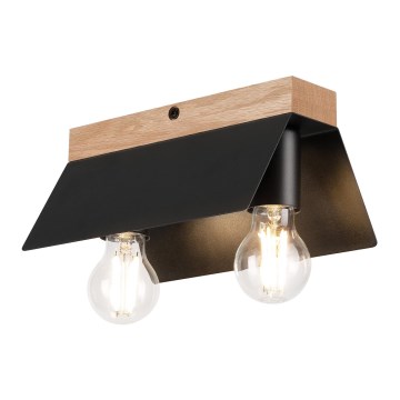 Plafondlamp ESME 2xE27/15W/230V zwart/eiken