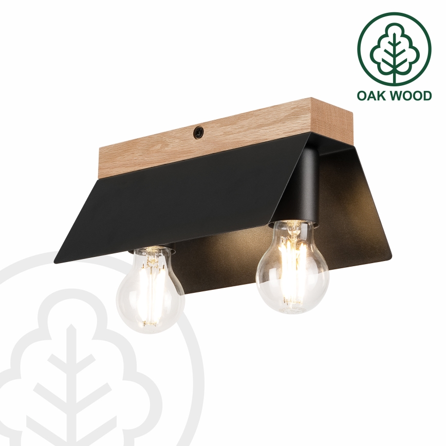 Plafondlamp ESME 2xE27/15W/230V zwart/eiken