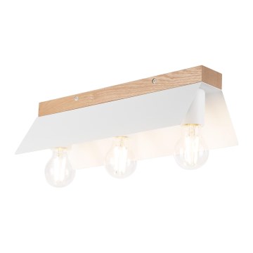 Plafondlamp ESME 3xE27/15W/230V wit/eiken