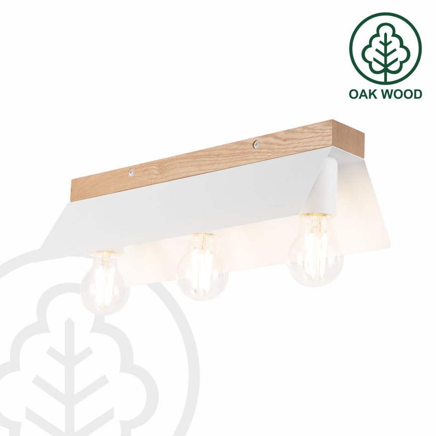 Plafondlamp ESME 3xE27/15W/230V wit/eiken