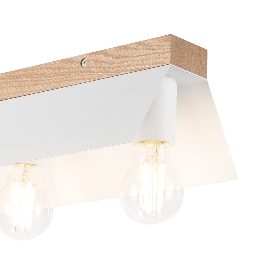 Plafondlamp ESME 3xE27/15W/230V wit/eiken