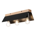 Plafondlamp ESME 3xE27/15W/230V zwart/eiken