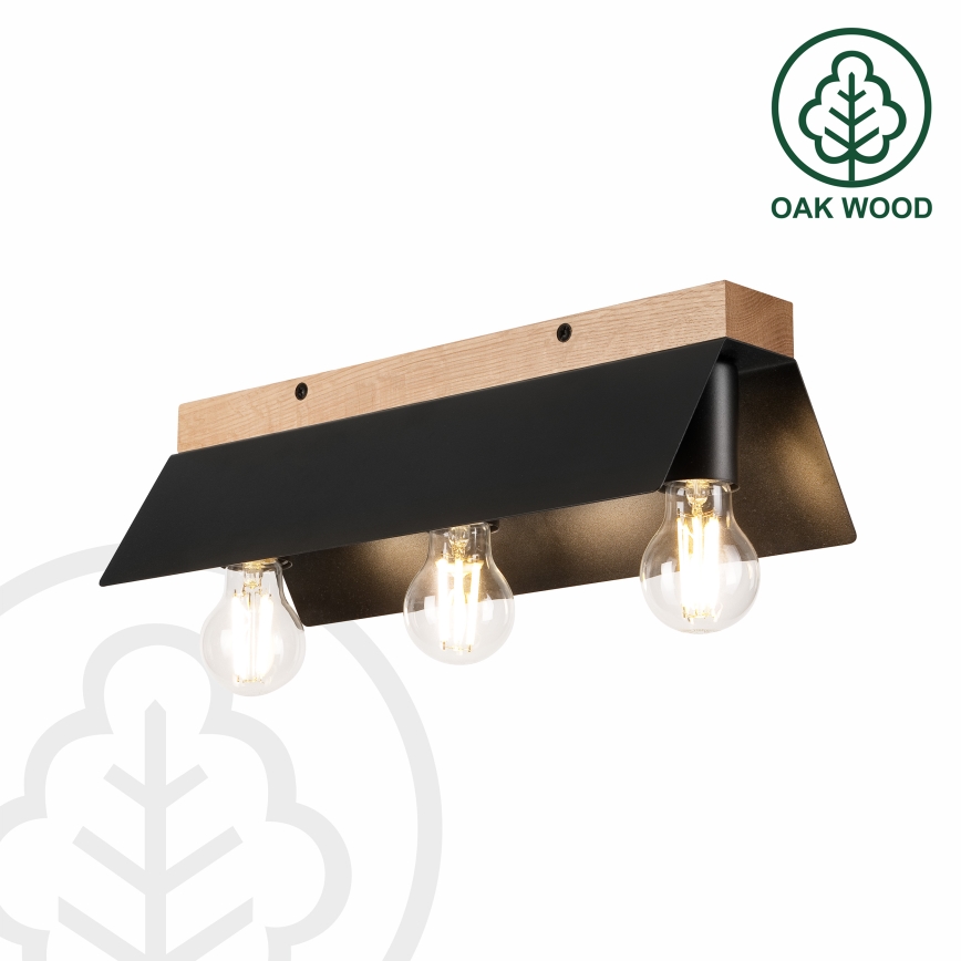 Plafondlamp ESME 3xE27/15W/230V zwart/eiken