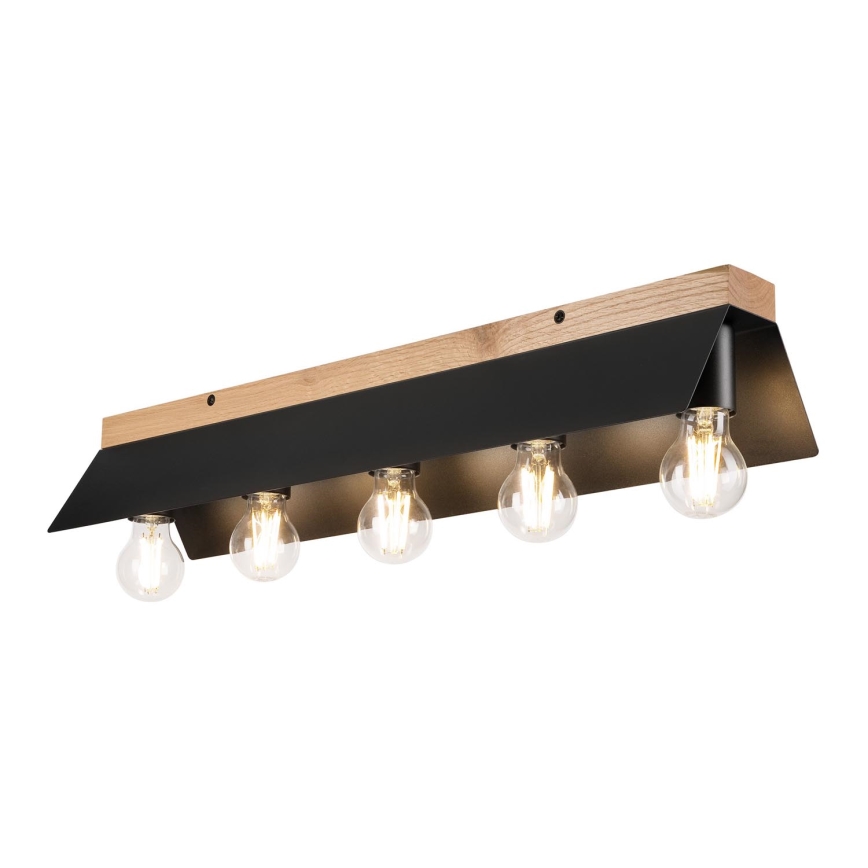 Plafondlamp ESME 5xE27/15W/230V zwart/eiken