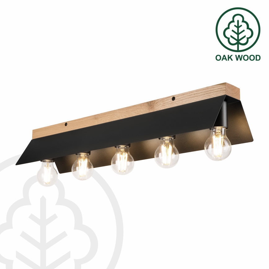 Plafondlamp ESME 5xE27/15W/230V zwart/eiken