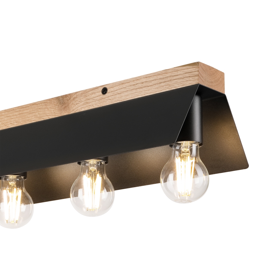 Plafondlamp ESME 5xE27/15W/230V zwart/eiken