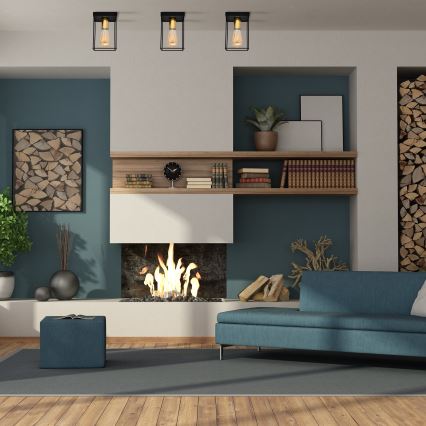 Plafondlamp FINN 1xE27/15W/230V zwart/goud