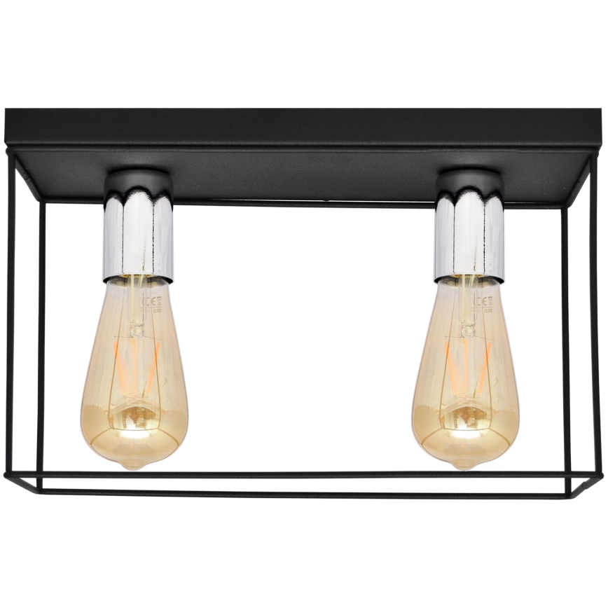 Plafondlamp FINN 2xE27/15W/230V zwart/glanzend chroom