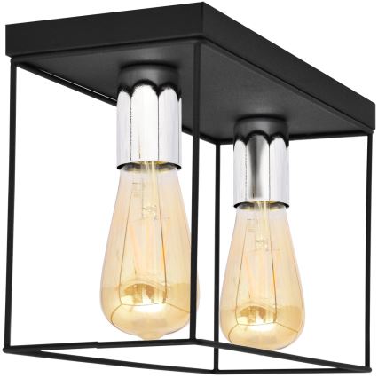 Plafondlamp FINN 2xE27/15W/230V zwart/glanzend chroom