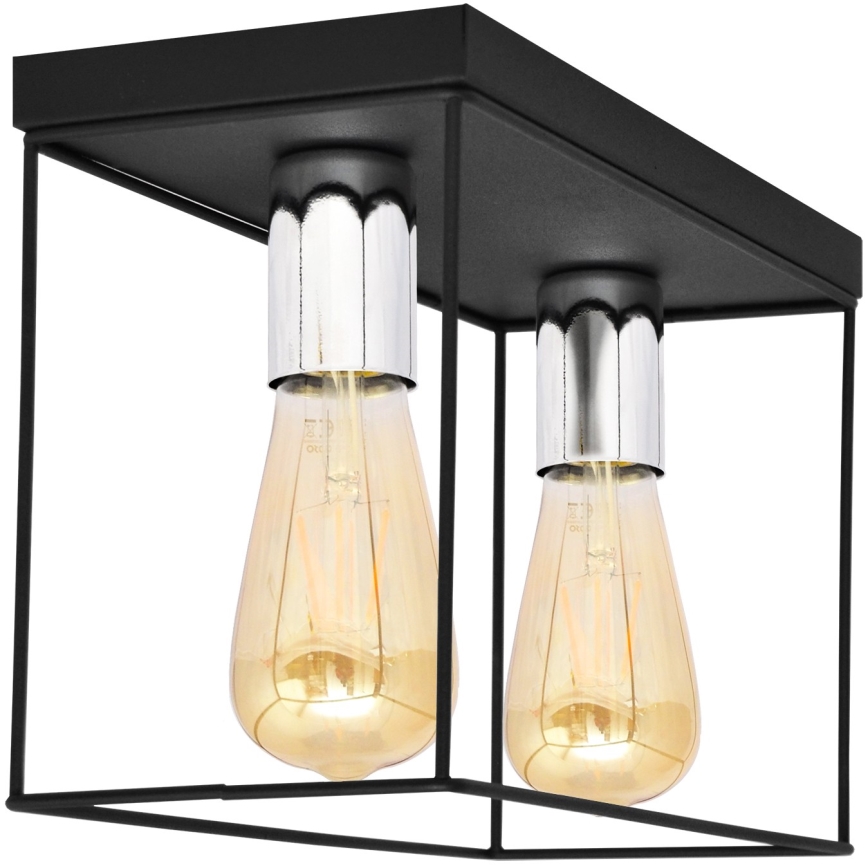 Plafondlamp FINN 2xE27/15W/230V zwart/glanzend chroom