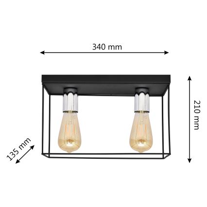 Plafondlamp FINN 2xE27/15W/230V zwart/glanzend chroom