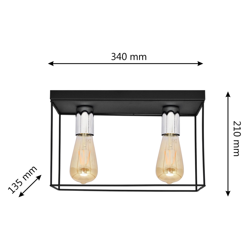 Plafondlamp FINN 2xE27/15W/230V zwart/glanzend chroom