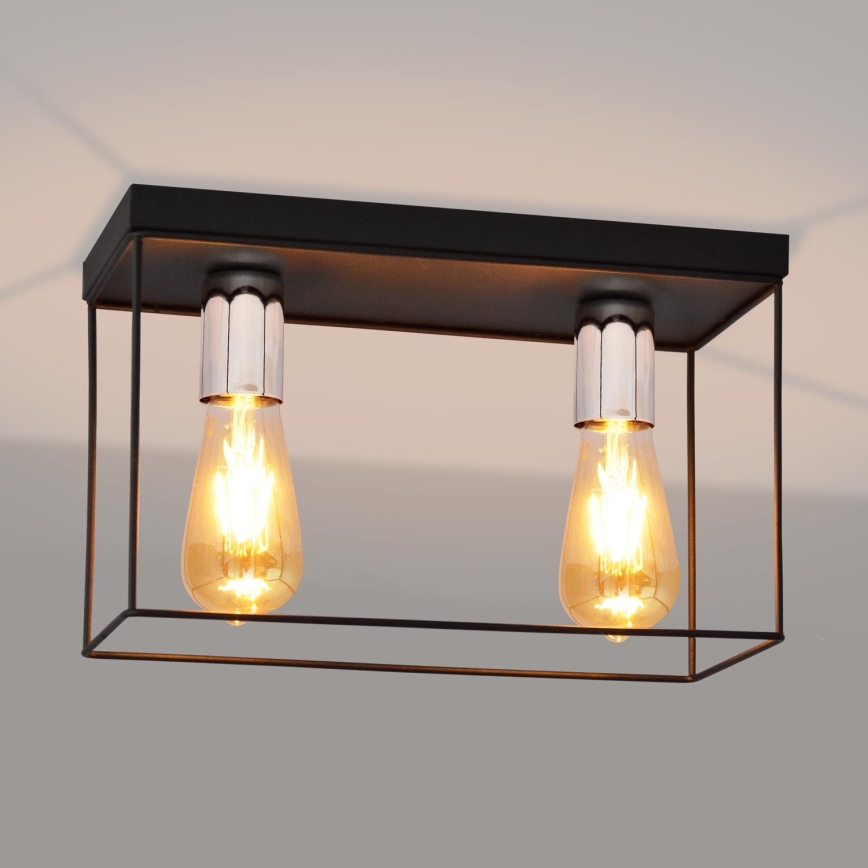 Plafondlamp FINN 2xE27/15W/230V zwart/glanzend chroom