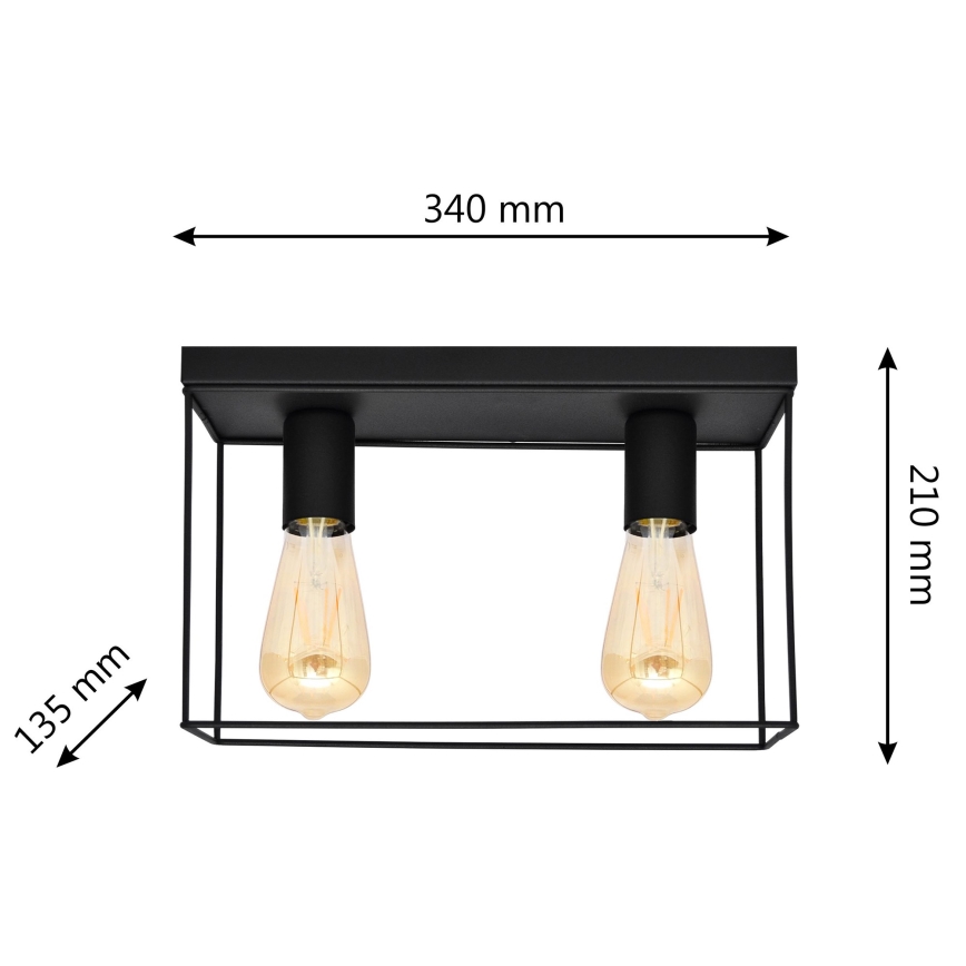 Plafondlamp FINN 2xE27/15W/230V zwart