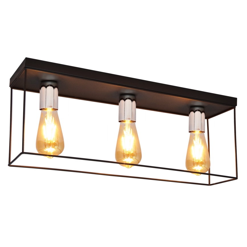 Plafondlamp FINN 3xE27/15W/230V zwart/glanzend chroom