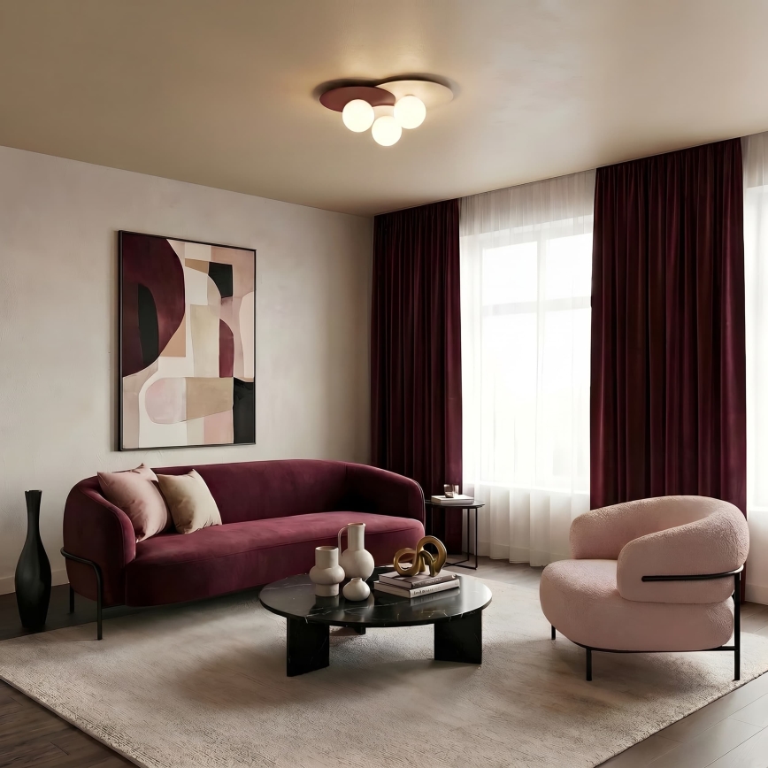 Plafondlamp FLAT 3xE27/15W/230V 55x60 cm beige/crème/bordeaux
