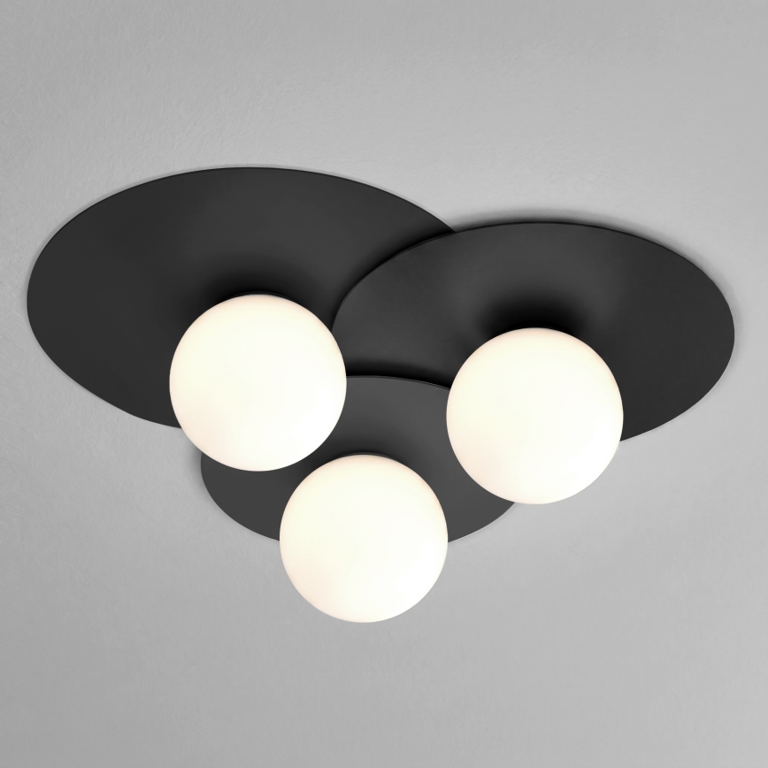 Plafondlamp FLAT 3xE27/15W/230V 55x60 cm zwart
