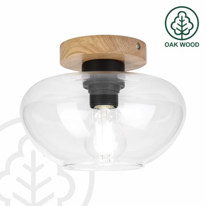 Plafondlamp FLO WOOD 1xE27/15W/230V eiken/helder Ø 22 cm