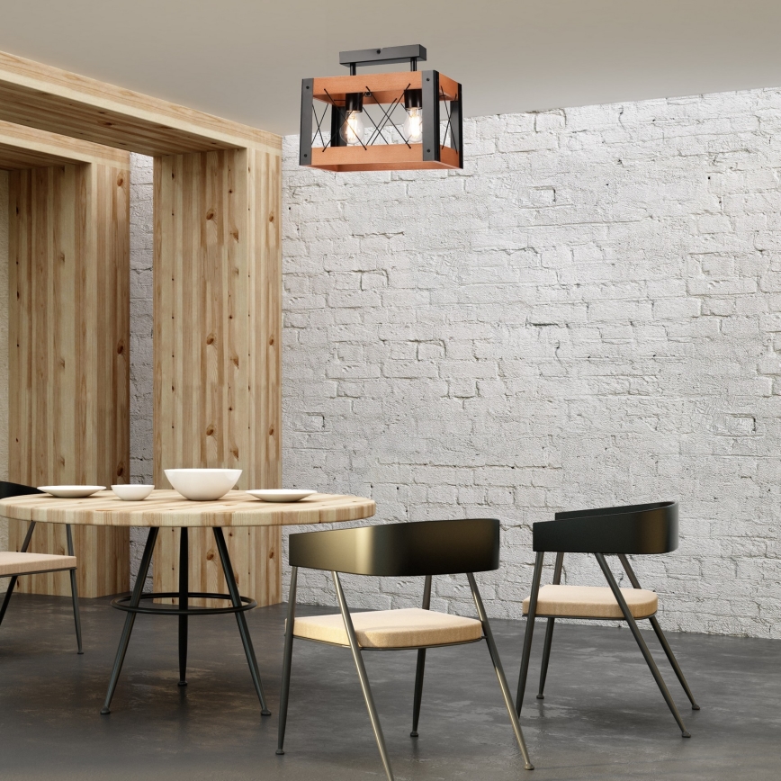 Plafondlamp FRIDA 2xE27/60W/230V zwart/bruin beuken