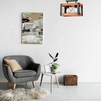 Plafondlamp FRIDA 2xE27/60W/230V zwart/bruin beuken