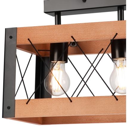 Plafondlamp FRIDA 2xE27/60W/230V zwart/bruin beuken
