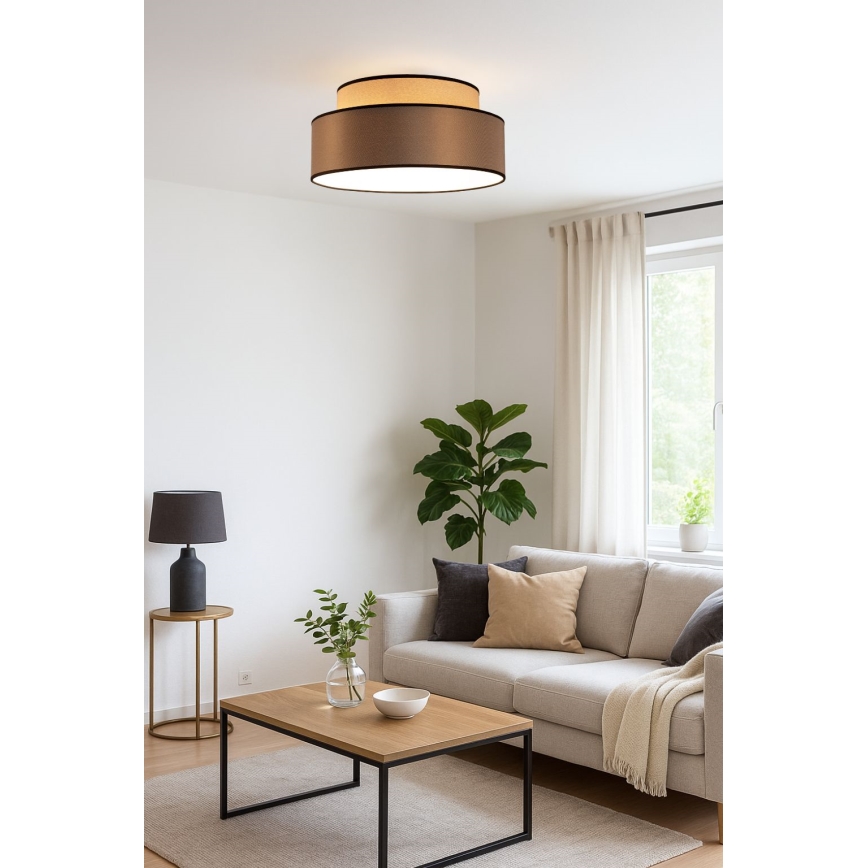 Plafondlamp GRACE 1xE27/60W/230V diameter 40 cm beige/bruin