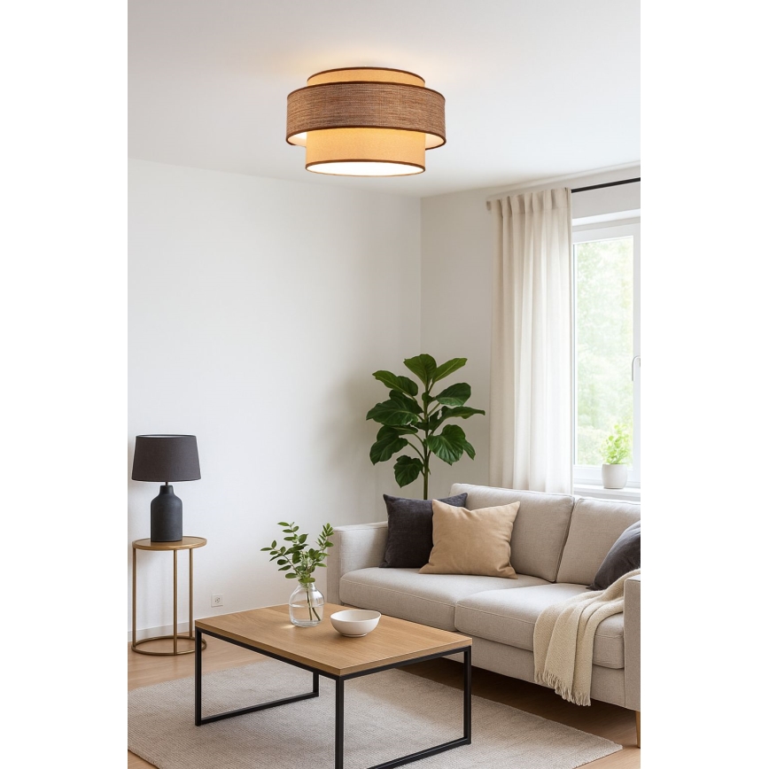 Plafondlamp GRACE 1xE27/60W/230V diameter 40 cm beige/bruin