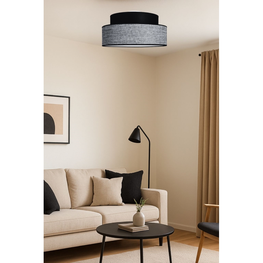 Plafondlamp GRACE 1xE27/60W/230V diameter 40 cm zwart/grijs