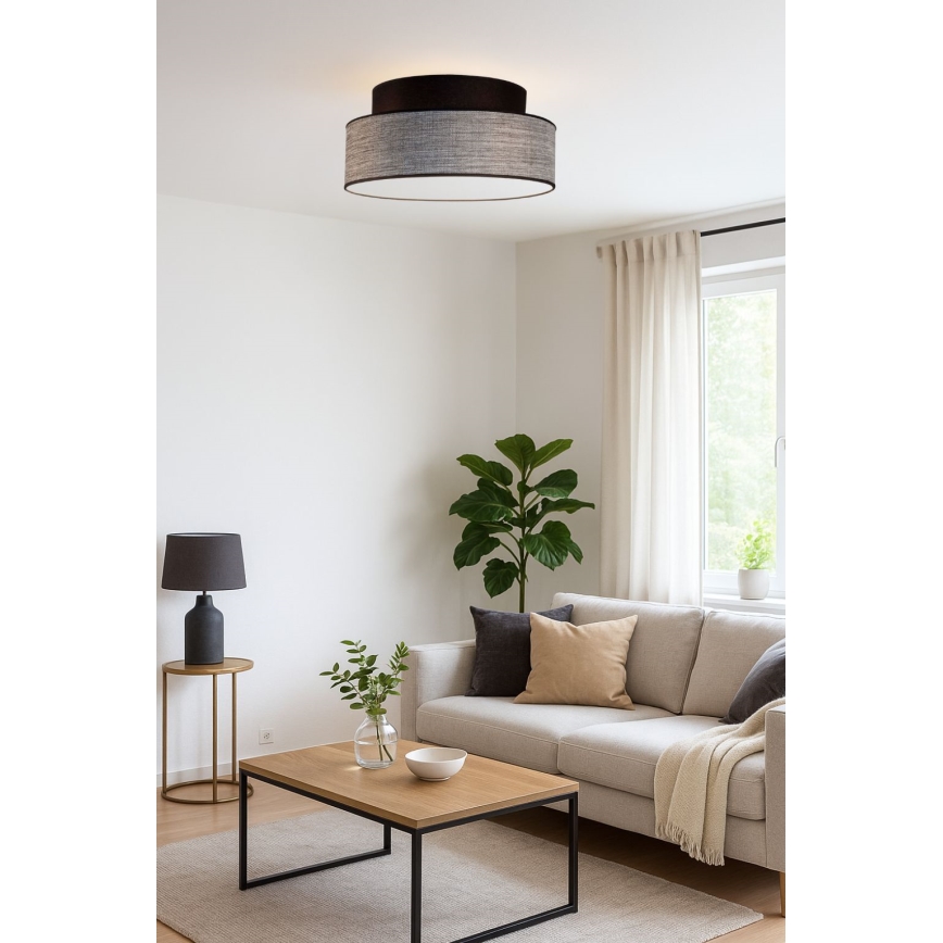 Plafondlamp GRACE 1xE27/60W/230V diameter 40 cm zwart/grijs
