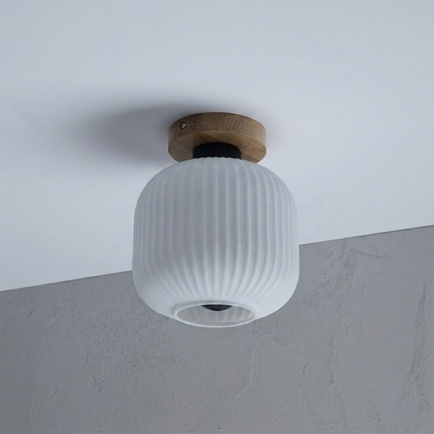 Plafondlamp HARMA WOOD 1xE27/15W/230V eik/wit Ø 20 cm
