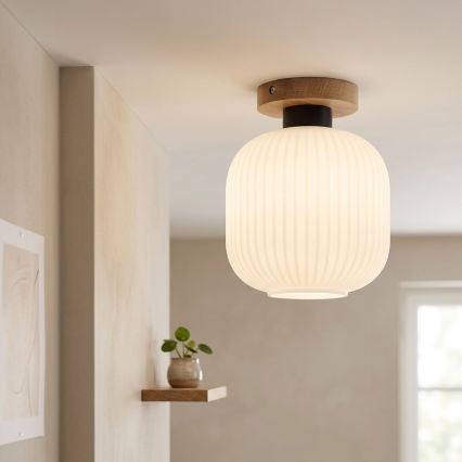 Plafondlamp HARMA WOOD 1xE27/15W/230V eik/wit Ø 20 cm