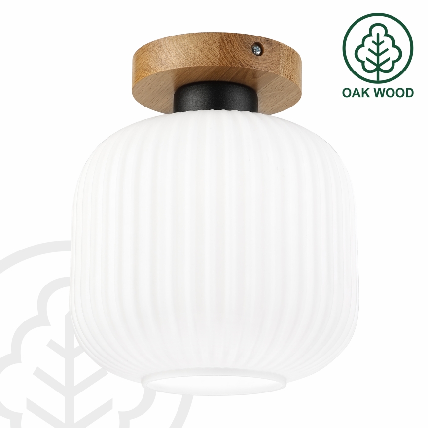 Plafondlamp HARMA WOOD 1xE27/15W/230V eik/wit Ø 20 cm