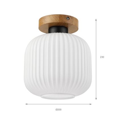 Plafondlamp HARMA WOOD 1xE27/15W/230V eik/wit Ø 20 cm