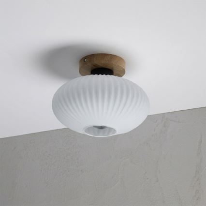 Plafondlamp HARMA WOOD 1xE27/15W/230V eiken/wit Ø 25 cm