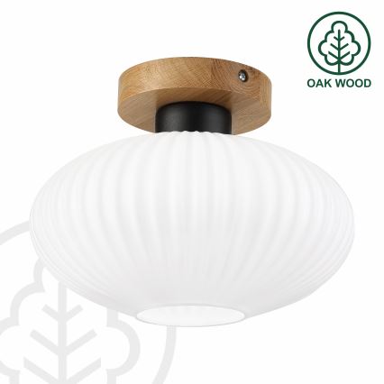 Plafondlamp HARMA WOOD 1xE27/15W/230V eiken/wit Ø 25 cm