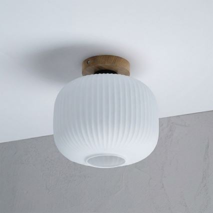 Plafondlamp HARMA WOOD 1xE27/15W/230V eiken/wit Ø 25 cm