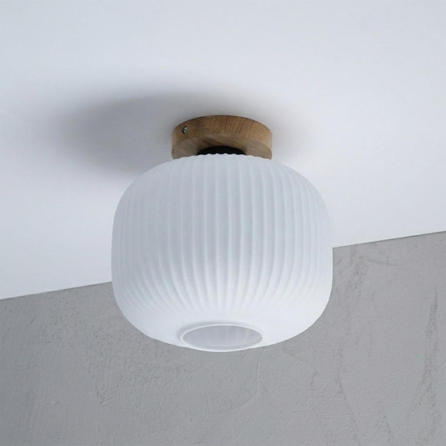 Plafondlamp HARMA WOOD 1xE27/15W/230V eiken/wit Ø 25 cm