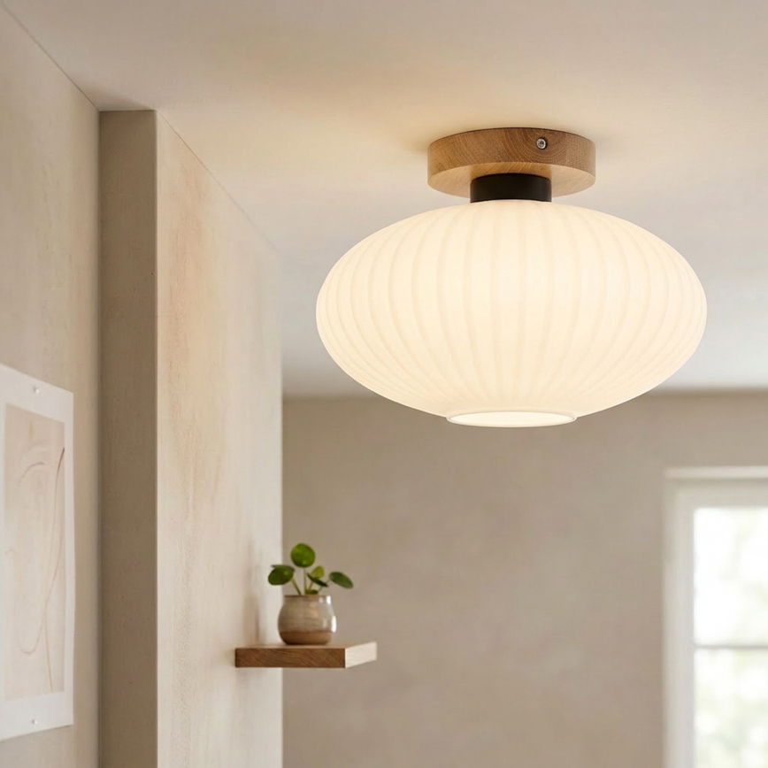 Plafondlamp HARMA WOOD 1xE27/15W/230V eiken/wit Ø 30 cm