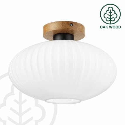 Plafondlamp HARMA WOOD 1xE27/15W/230V eiken/wit Ø 30 cm