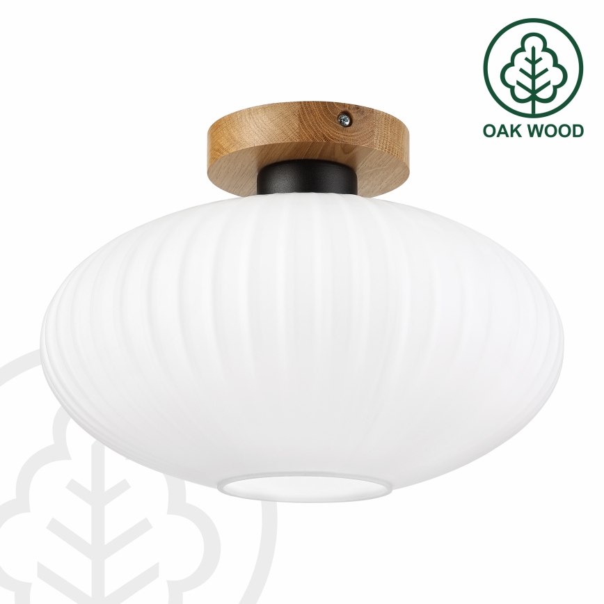 Plafondlamp HARMA WOOD 1xE27/15W/230V eiken/wit Ø 30 cm