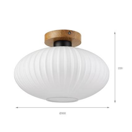 Plafondlamp HARMA WOOD 1xE27/15W/230V eiken/wit Ø 30 cm