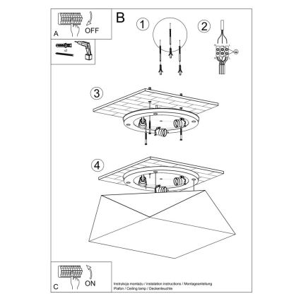 Plafondlamp HEXA 3xE27/60W/230V wit