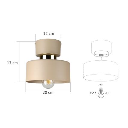 Plafondlamp IGNIA 1xE27/60W/230V beige/goud