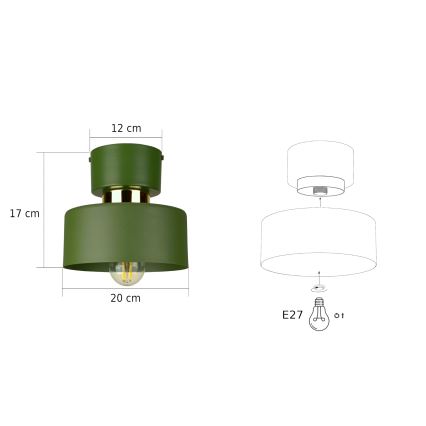 Plafondlamp IGNIA 1xE27/60W/230V groen/goud