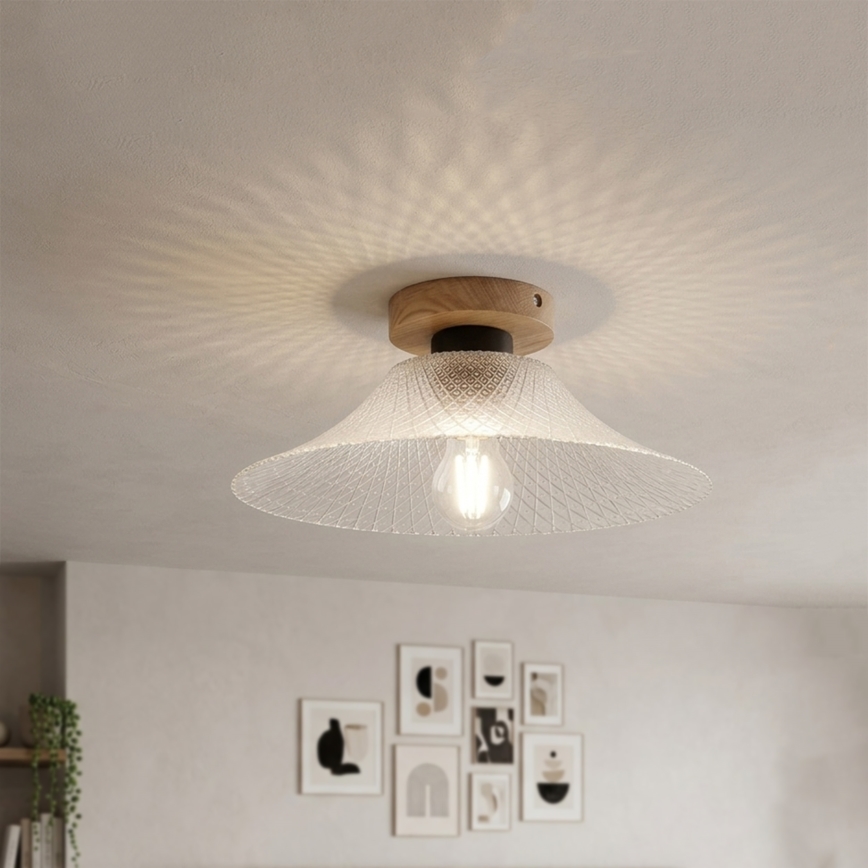 Plafondlamp JULL WOOD 1xE27/15W/230V eiken/helder Ø 34 cm
