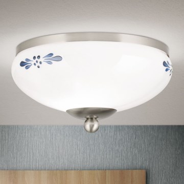 Plafondlamp LANDHAUS 1xE27/60W/230V diameter 21 cm mat chroom/wit